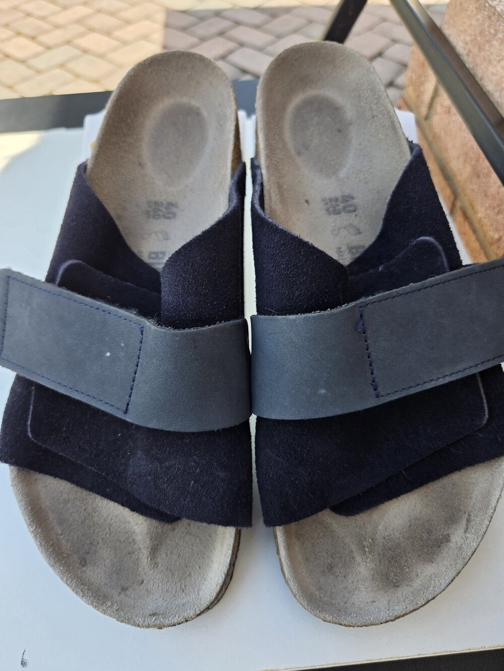 Birkenstock Kyoto Navy Suede Leather Sandals 40 Cozy Boho Minimalist Streetwear